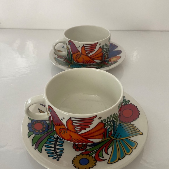 VILLEROY & BOCH ACAPULCO PORCELAINE 2 MUGS 2 SAUCERS - Picture 3 of 5